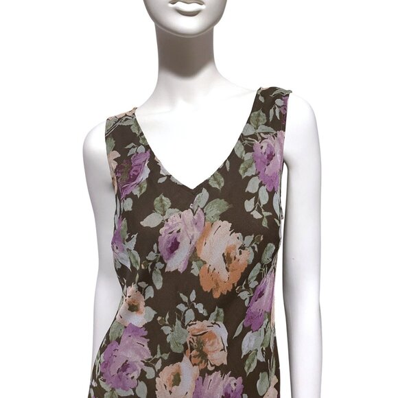 Y2K Silk Midi Dress 10 Bias Cut Ruffle Sleeveless Fairy Whimsygoth 100% Silk - Picture 3 of 9